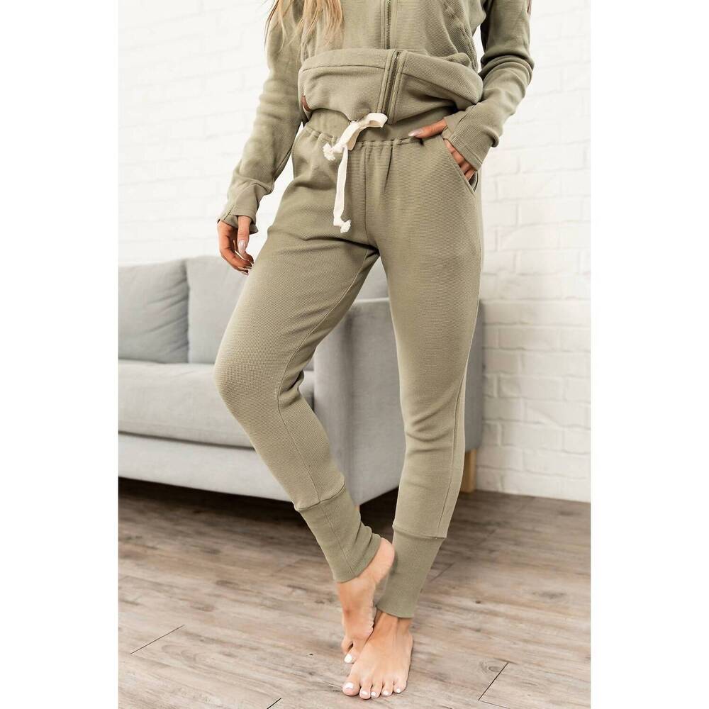 NEW AMPERSAND AVE waffle knit jogger in willow - Picture 4 of 5